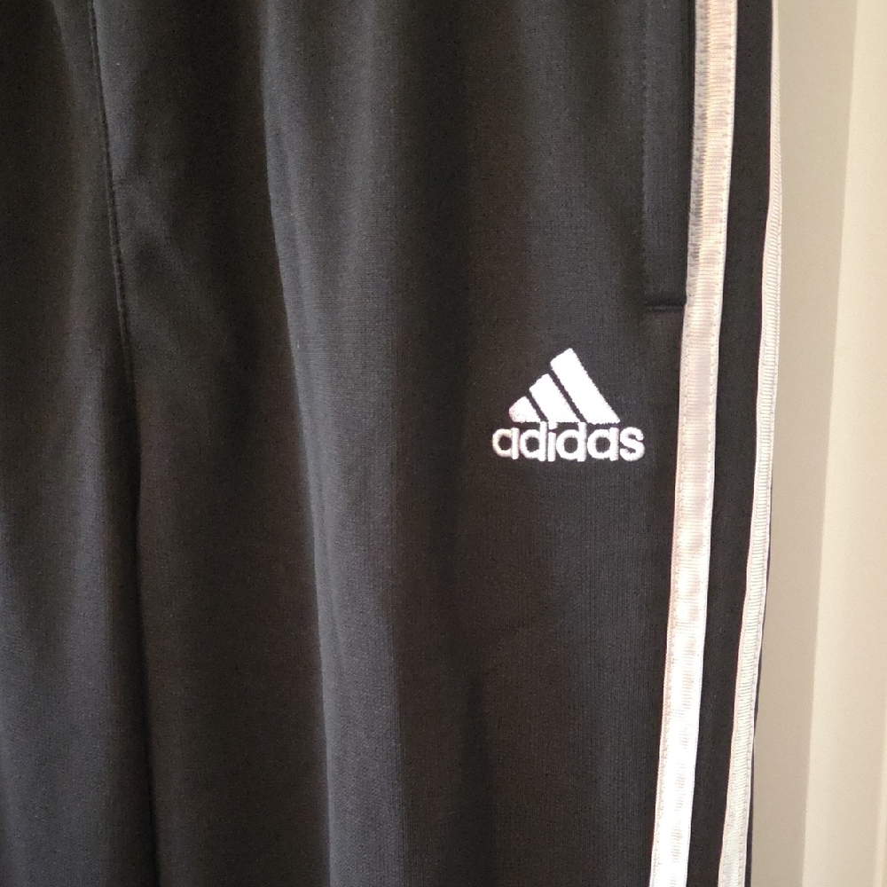 Adidas Kids Black Joggers with White Stripes - Picture 3 of 6